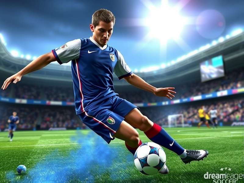 Dream League Soccer Classic gameplay screenshot showing classic stadium and player models