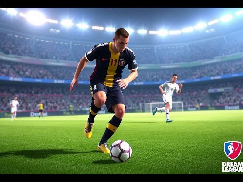 Dream League Soccer 2016 gameplay screenshot showing a high-quality match scene