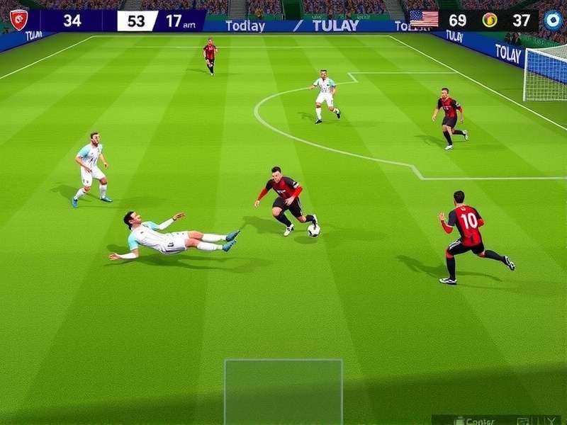 Dream League Soccer 2026 gameplay screenshot showing intense match action
