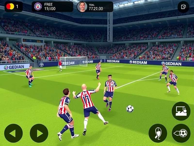 Dream League Soccer gameplay screenshot showing a football match