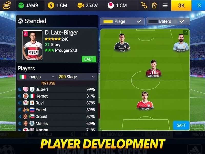Dream League Soccer 2019 Gameplay with unlimited money interface showing player development options