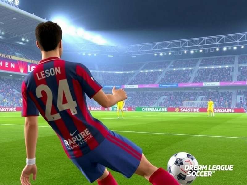 Dream League Soccer 2021 Offline gameplay showing a player scoring a goal