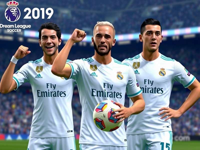 Dream League Soccer 2019 Real Madrid starting lineup featuring Cristiano Ronaldo and Sergio Ramos