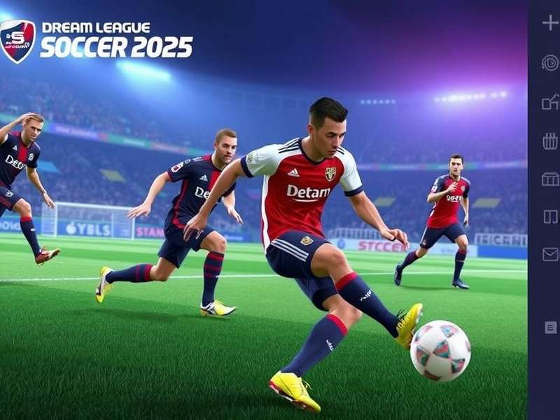 Dream League Soccer 2025 gameplay with unlimited money interface showing advanced features