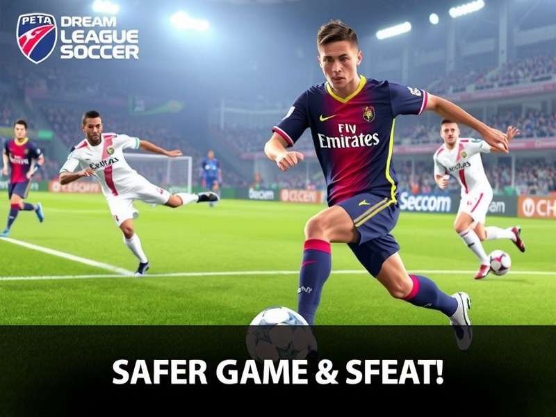 Dream League Soccer 2025 Apkpure gameplay screenshot showing intense football action