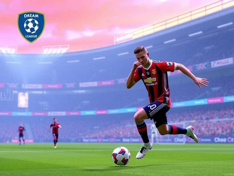 Dream League Soccer 2024 gameplay screenshot showing a player scoring a goal