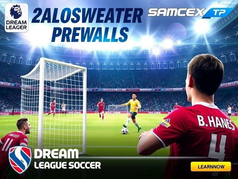 Dream League Soccer 2024 gameplay action on mobile screen showing a intense match moment