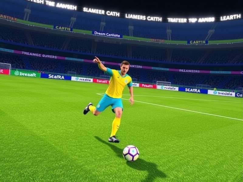 Dream League Soccer 2019 PC gameplay screenshot showing a football match with realistic graphics
