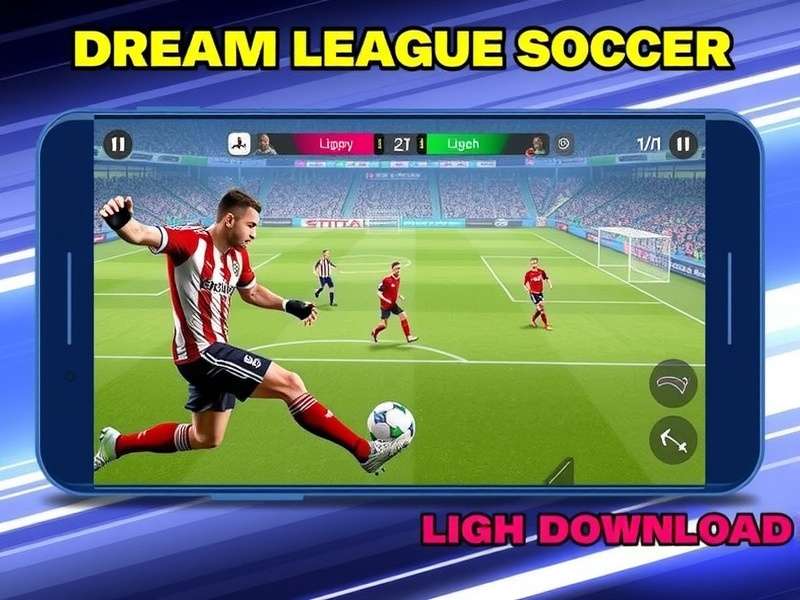 Dream League Soccer 2021 gameplay action shot featuring players and stadium