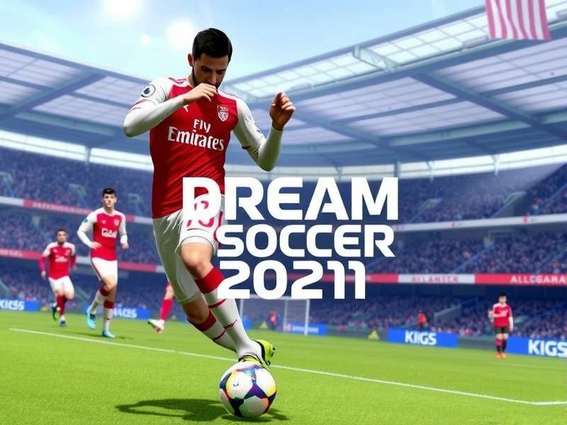 Dream League Soccer 2021 Trailer official poster showing dynamic gameplay with stadium atmosphere and player action