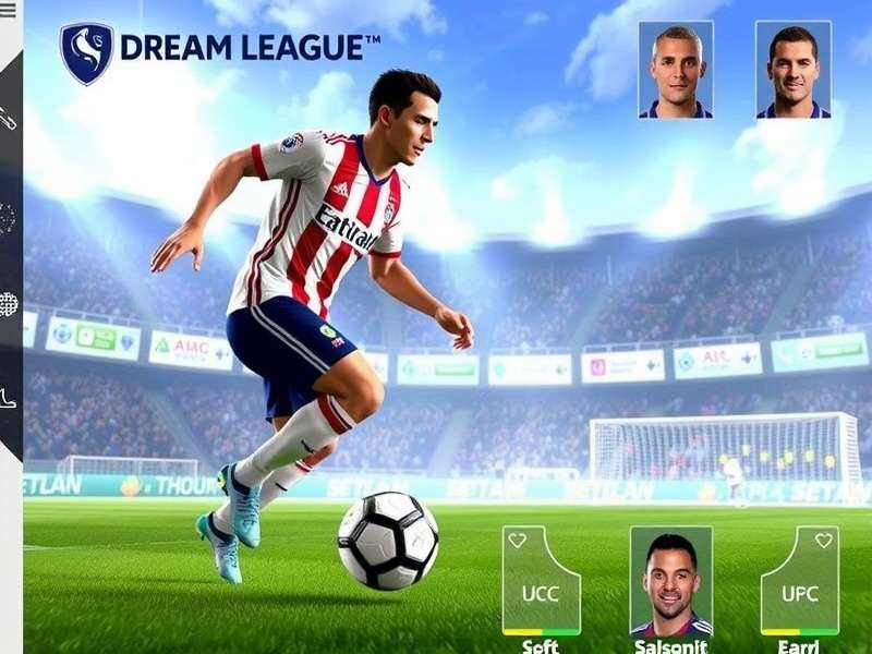 Dream League Soccer Gameplay action on the pitch with players and stadium